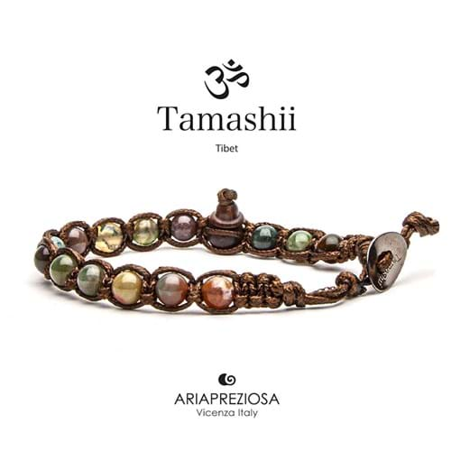 Bracciale Tamashii 6mm Tibet Shamballa Originale pietre naturali Agata Muschiata BHS601-17