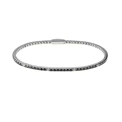 Bracciale Tennis #mywords Bliss gioielli in Argento e Cubic Zirconia Neri e Bianchi